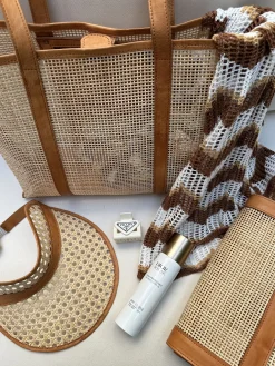 Adult Rattan & Leather Visor - Tan