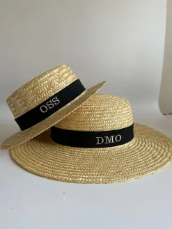 Bonita's Personalised Child Boater - Black Ribbon