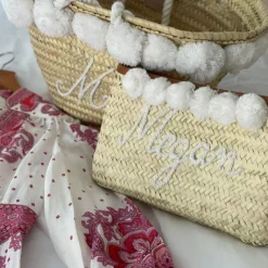 Rope Handle Embroidered Basket