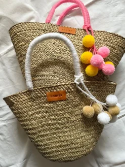 The Bali White Pom Pom Basket