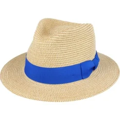 The Men's Classic Fedora - Natural with Blue